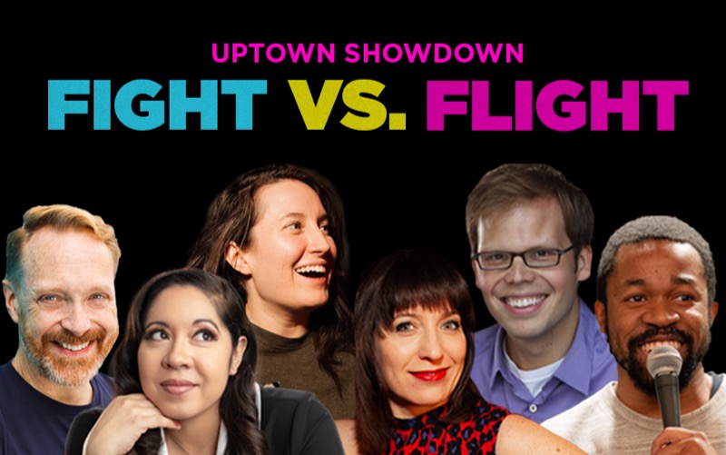 Promotional art for Uptown Showdown: Fight vs. Flight, with headshots of six performers.